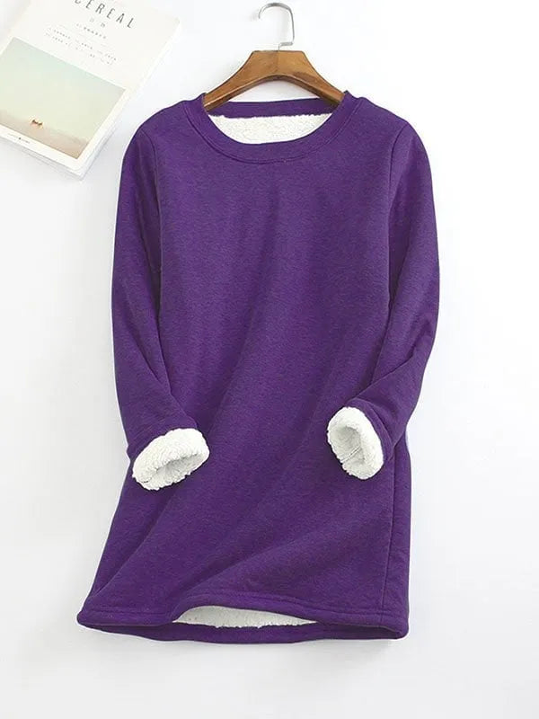 Casual Cotton Round Neck Solid Sweatshirt