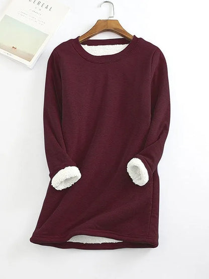 Casual Cotton Round Neck Solid Sweatshirt