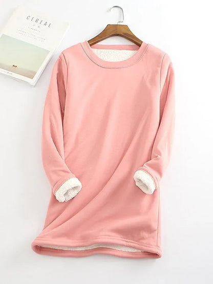 Casual Cotton Round Neck Solid Sweatshirt