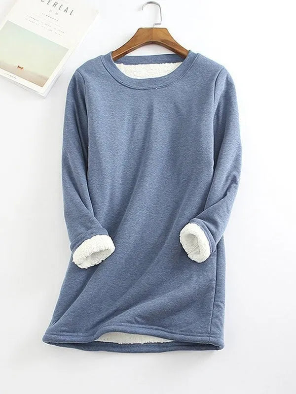 Casual Cotton Round Neck Solid Sweatshirt