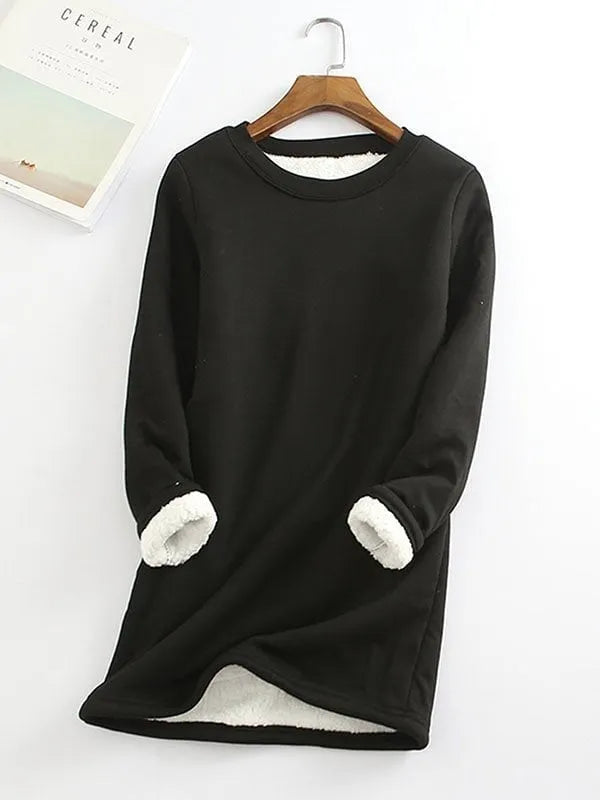 Casual Cotton Round Neck Solid Sweatshirt