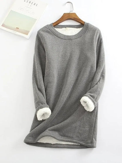 Casual Cotton Round Neck Solid Sweatshirt