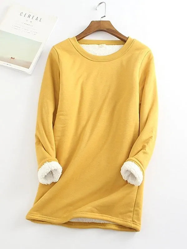 Casual Cotton Round Neck Solid Sweatshirt